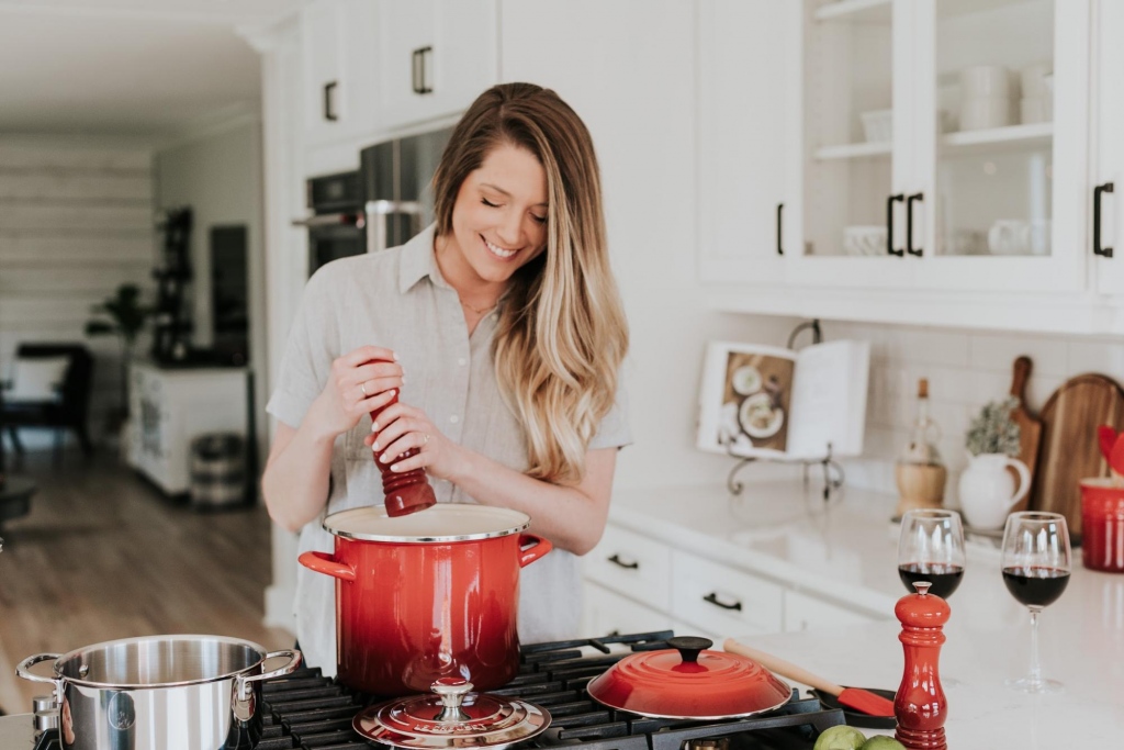 woman cooking in her kitchen