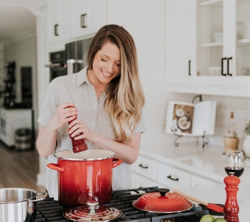 woman cooking in her kitchen